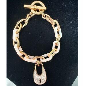 Michael Kors Padlock Rose Gold & Blush Acrylic Crystal Charm Bracelet